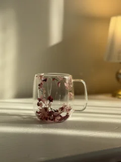 لیوان پیرکس دوجداره گلدار