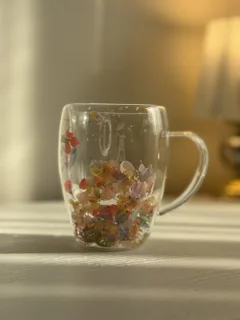 لیوان پیرکس دوجداره گلدار (۲)