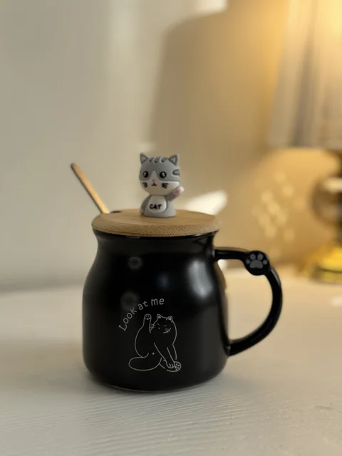 ماگ طرح گربه مشکی